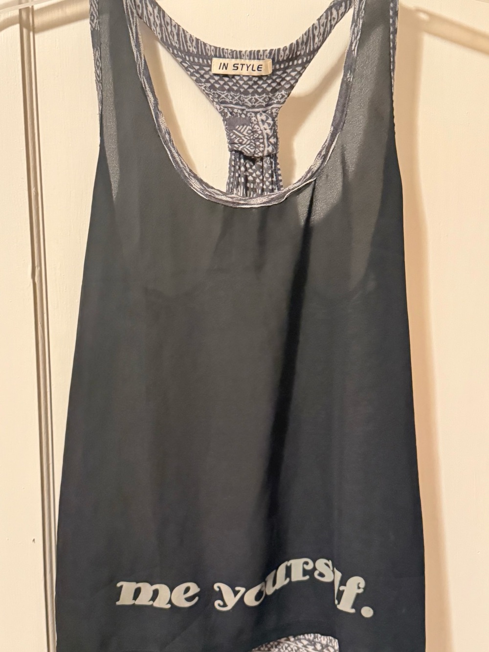 Women’s Black Graphic Racerback Tank Top - 'Me Yourself'